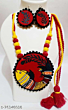 Madhubani art in cotton canvas fabric necklace set