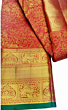 Luxury Bridal Handloom Silk Saree with Antique Zari Weaving Elegant Temple Border Silk Saree in Red and Gold