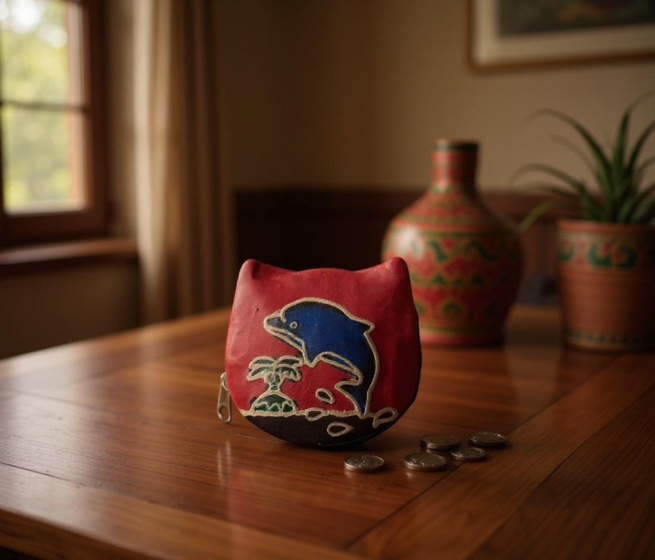 Genuine Leather Small Coin Purse | Dolphin Design