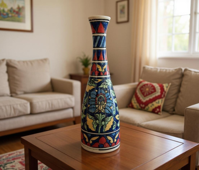 Handmade Ceramic Floral Pattern Flower Vase | 12 inches