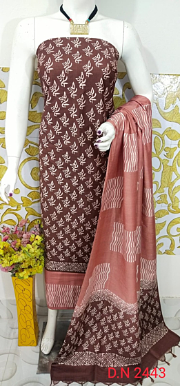 Katan Salab Discharge Print Unstitched Suit Set - Top, Bottom & Dupatta | Heavy Quality