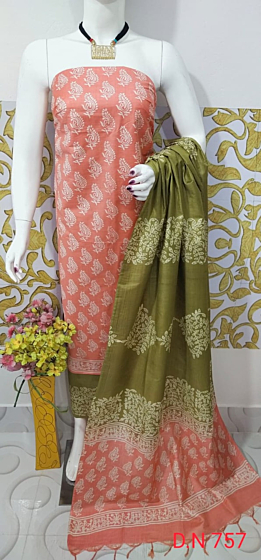 Katan Salab Discharge Print Unstitched Suit Set - Top, Bottom & Dupatta | Heavy Quality