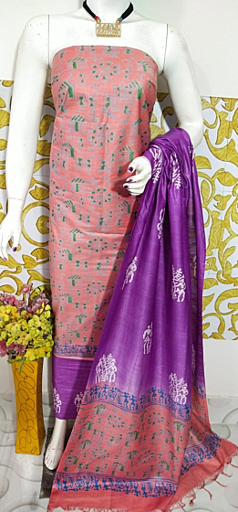 Katan Salab Discharge Print Unstitched Suit Set - Top, Bottom & Dupatta | Heavy Quality