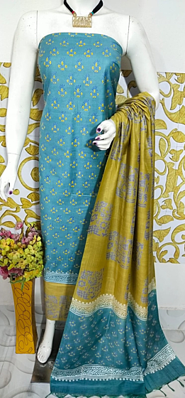 Katan Salab Discharge Print Unstitched Suit Set - Top, Bottom & Dupatta | Heavy Quality