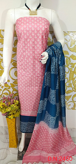 Katan Salab Discharge Print Unstitched Suit Set - Top, Bottom & Dupatta | Heavy Quality