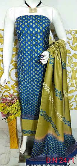 Katan Salab Discharge Print Unstitched Suit Set - Top, Bottom & Dupatta | Heavy Quality