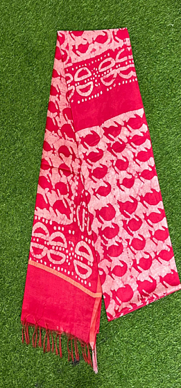 Kota Staple Batik Print Saree with Golden Zari Border & Blouse - Lightweight & Elegant