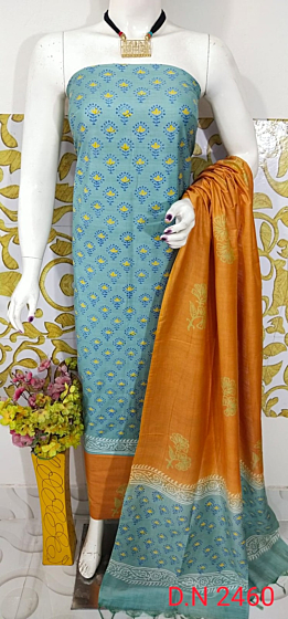 Katan Salab Discharge Print Unstitched Suit Set - Top, Bottom & Dupatta | Heavy Quality