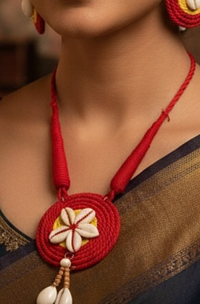 Handmade  Fabric based necklace and earrings