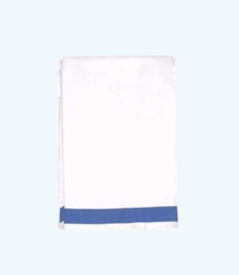 Plain Cream Dhothi with Blue color border 