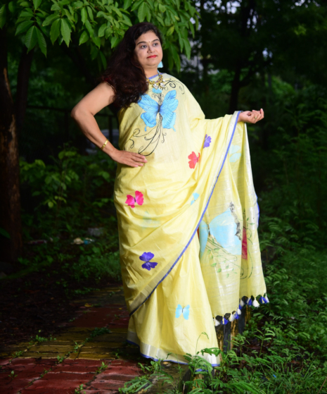 Butterfly Saree Hand Painted