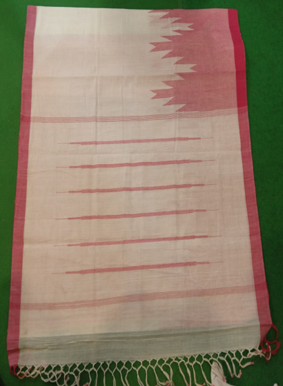 Handmade Ponduru Khadi Jamdani Saree with blouse piece I White
