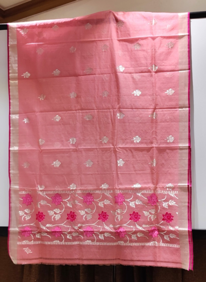 Handcrafted Zari Kota Silk Saree I Pink