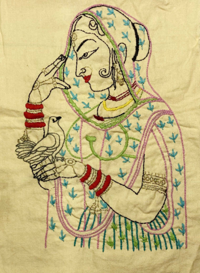 ELEGANT EMBROIDERY ON WALL HANGING