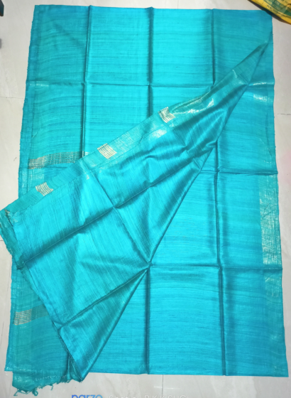 TASAR GHICHA SILK SAREE | SKY BLUE