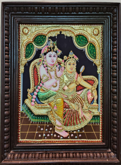 Handcrafted Radha Krishna Thanjavur Painting I  22 Carat Gold Foil