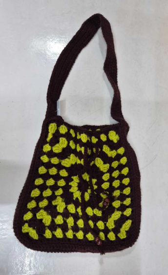 Handmade Crochet Pouch for Women | Black & Green