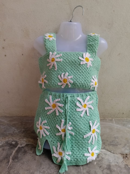 Handwoven Crochet Baby Midi | Green