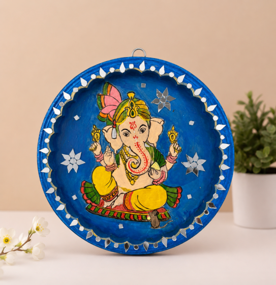 Divine Ganesha Hand-Painted Wall Hanging