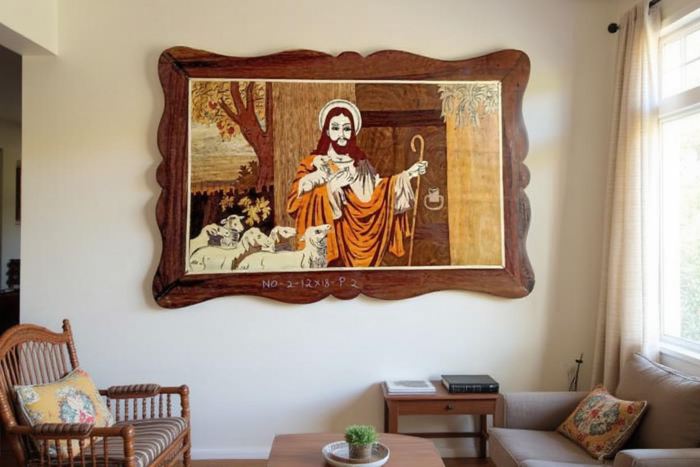 Jesus Christ Wooden Inlay Panel