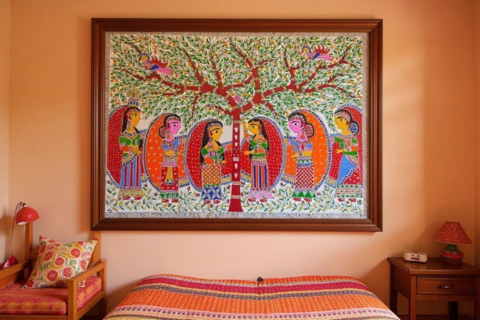 Kadam Tree Handmade Madhubani Painting Without Frame
