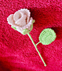 White Realistic Rose Made in  Cotton Yarn