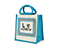 Handcrafted Eco Friendly Reusable Blue Jute Bag With Dancing Figures