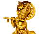 BRASS KRISHNA WITH COW 10 INCH