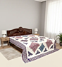 Cream Applique Patchwork Double Bedsheet | Decorative Bedding
