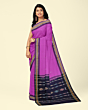 Purple Black Sambalpuri Handwoven Single Ikat Cotton Saree SFCSARAJ105