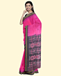 Pink Black Sambalpuri Handwoven Single Ikat Cotton Saree SFCSAR1990