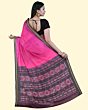 Pink Black Sambalpuri Handwoven Single Ikat Cotton Saree SFCSAR1990