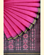 Pink Black Sambalpuri Handwoven Single Ikat Cotton Saree SFCSAR1990