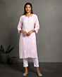 Pink Chikan Kurti
