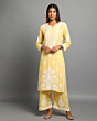 yellow chikan kurti
