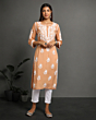 Peach Chikankari Kurti