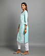 Blue Chikan Modal Kurta for Women (XL)