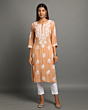 Peach Chikankari Kurti