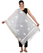 Firgun White Lucknowi Chikankari Dupatta in Soft Kota Cotton - Dyeable Fabric