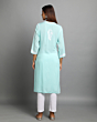 Blue Chikan Modal Kurta for Women (XL)