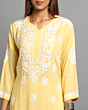 yellow chikan kurti
