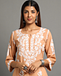 Peach Chikankari Kurti