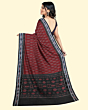 Maroon Black Sambalpuri Handwoven Single Ikat Cotton Saree SFCSARAJ77