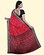 Red Black Sambalpuri Handwoven Single Ikat Cotton Saree SFCSARAJ79