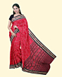 Red Black Sambalpuri Handwoven Single Ikat Cotton Saree SFCSARAJ79