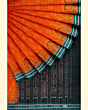 Orange Green Sambalpuri Handwoven Single Ikat Cotton Saree SFCSARAJ84
