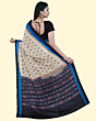 Offwhite Blue Sambalpuri Handwoven Single Ikat Cotton Saree SFCSARAJ86