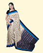 Offwhite Blue Sambalpuri Handwoven Single Ikat Cotton Saree SFCSARAJ86
