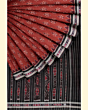 Maroon Black Sambalpuri Handwoven Single Ikat Cotton Saree SFCSARAJ98