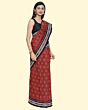 Maroon Black Sambalpuri Handwoven Single Ikat Cotton Saree SFCSARAJ98
